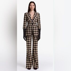Smythe Black and Tan Checkered Blazer and Pants Set Suit Sz 6 blazer, sz 4 (27)